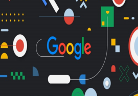 Google logo on a black background.