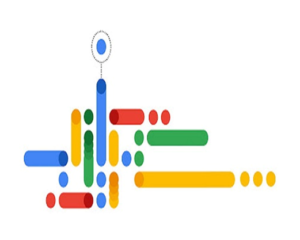 A generative AI-based Google map displaying vibrant dots and arrows. Google Generative AI